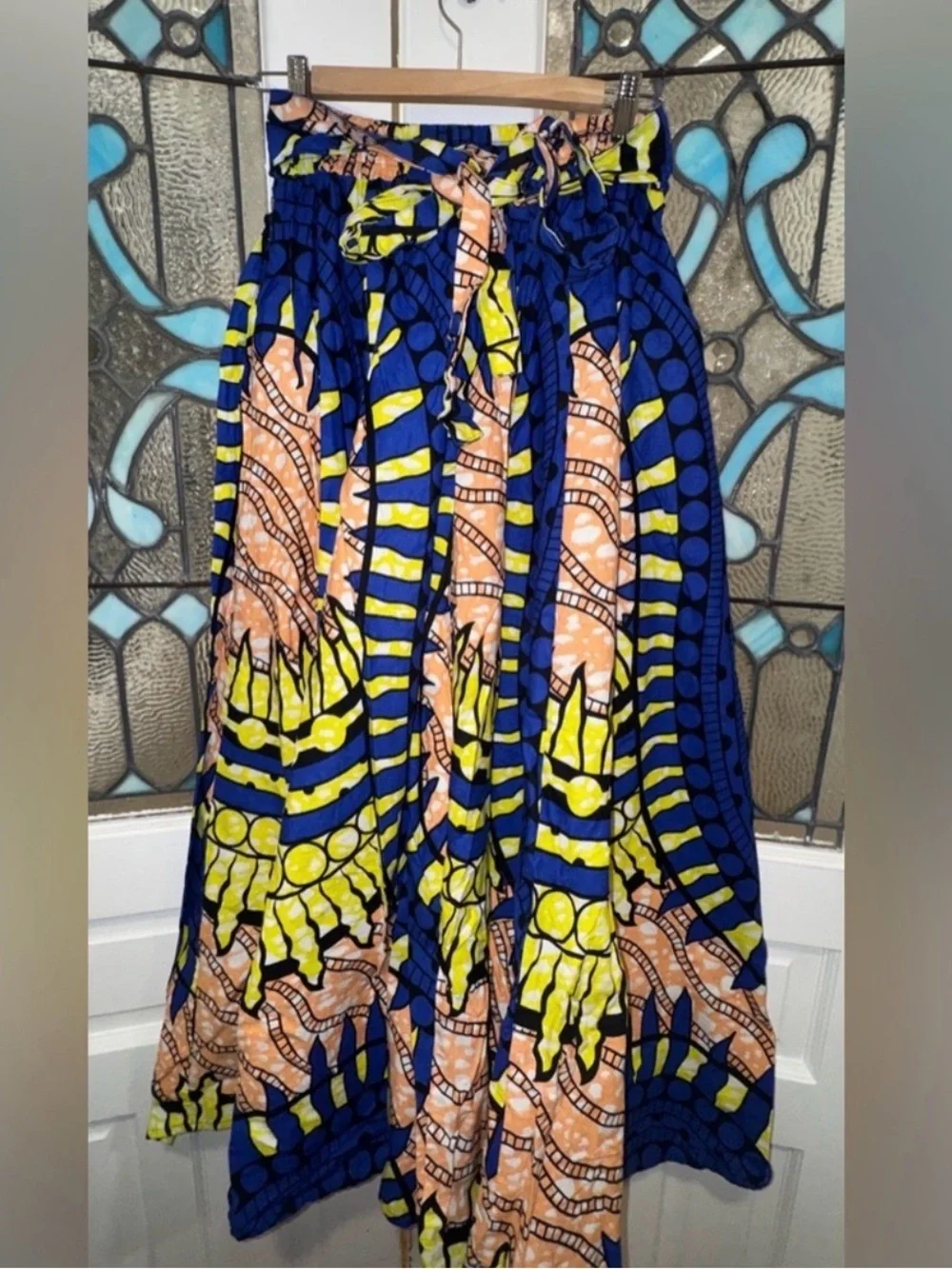 Handmade African Wax Print Maxi Skirt Free Size Ankara Ethnic Boho‎ Artisan